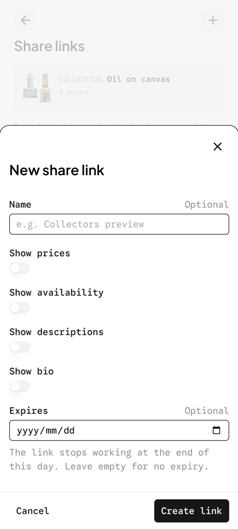 A collection in CloudCat, with the works chosen for a collector