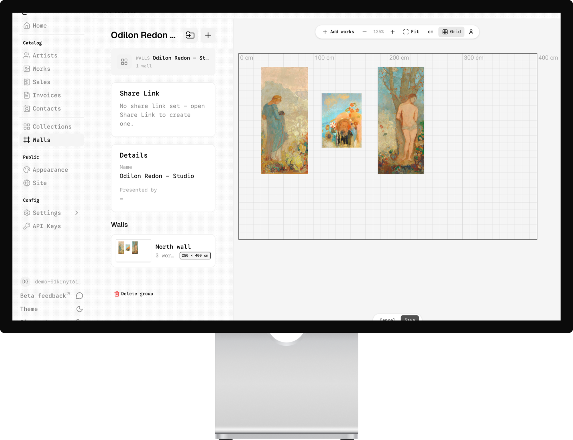 CloudCat walls editor shown on an Apple Studio Display